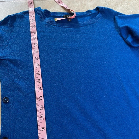Talbots Women Sweater Knit Long Sleeve Side Button Lamb Wool Blend Blue Size XS - Picture 8 of 10